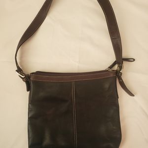 Tignanello Purse Brown Black Shoulder Bag Leather